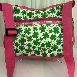 LeSportsac Clover Print Crossbody Bag in Green and Pink